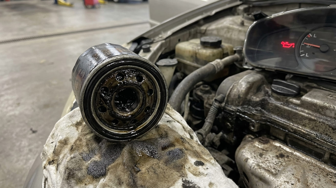 Can a clogged oil filter cause low oil pressure?