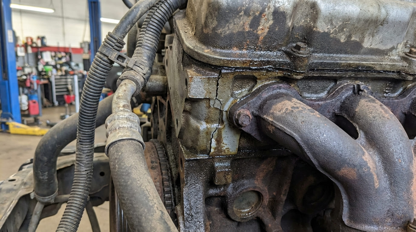 Can a cracked engine block be repaired, or does it need to be replaced?