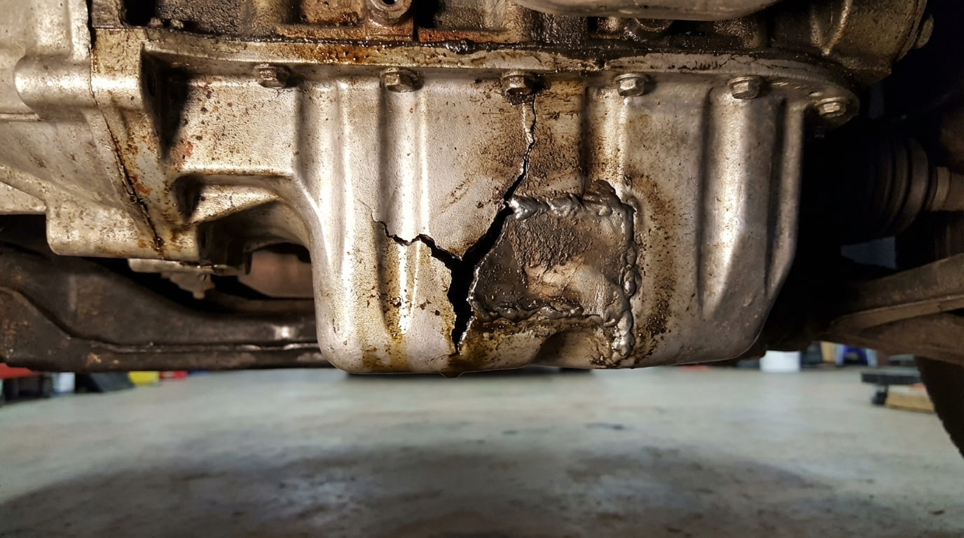 Can a cracked oil pan be repaired?