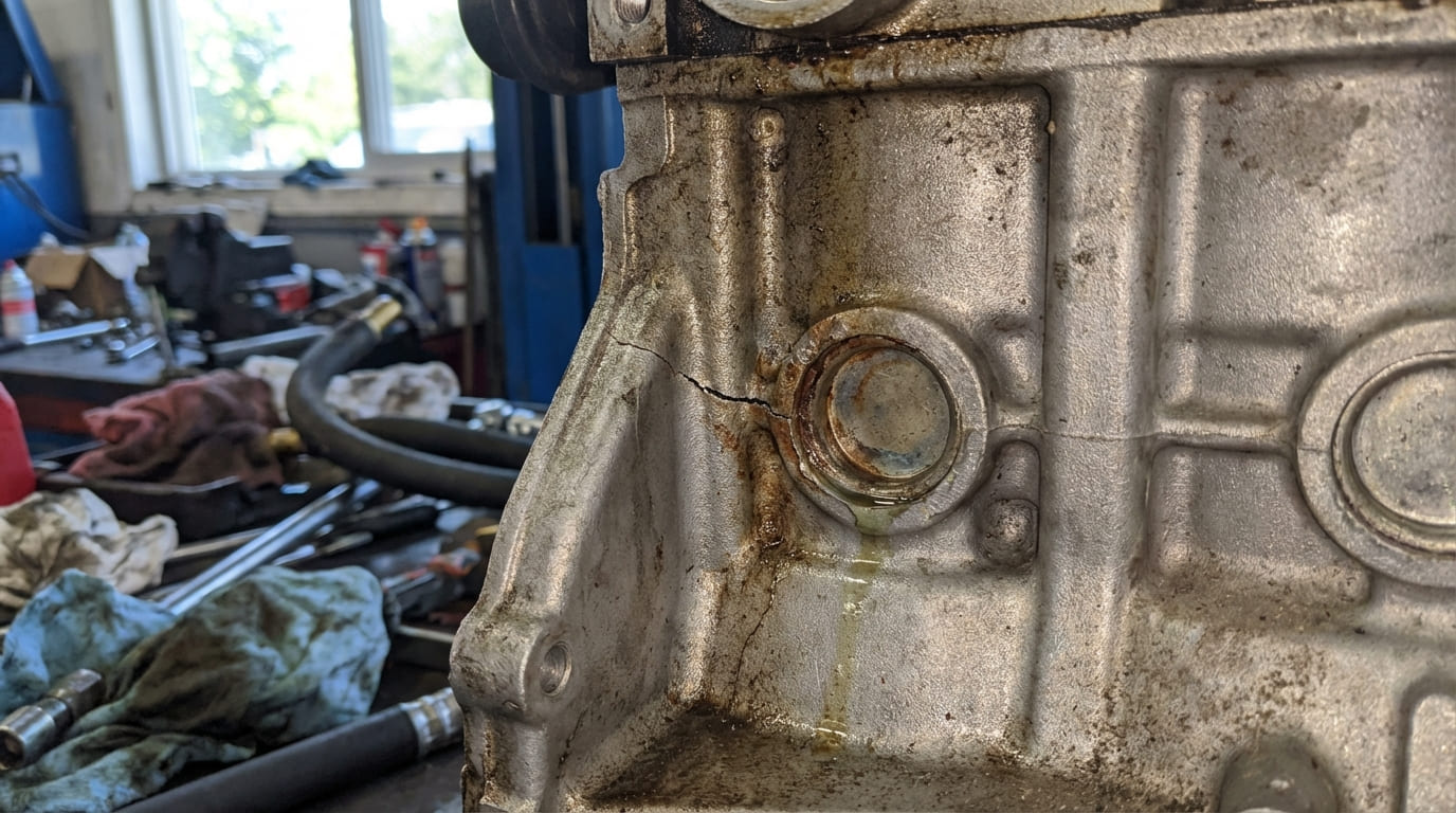 Is it safe to drive with a small crack in the engine block?
