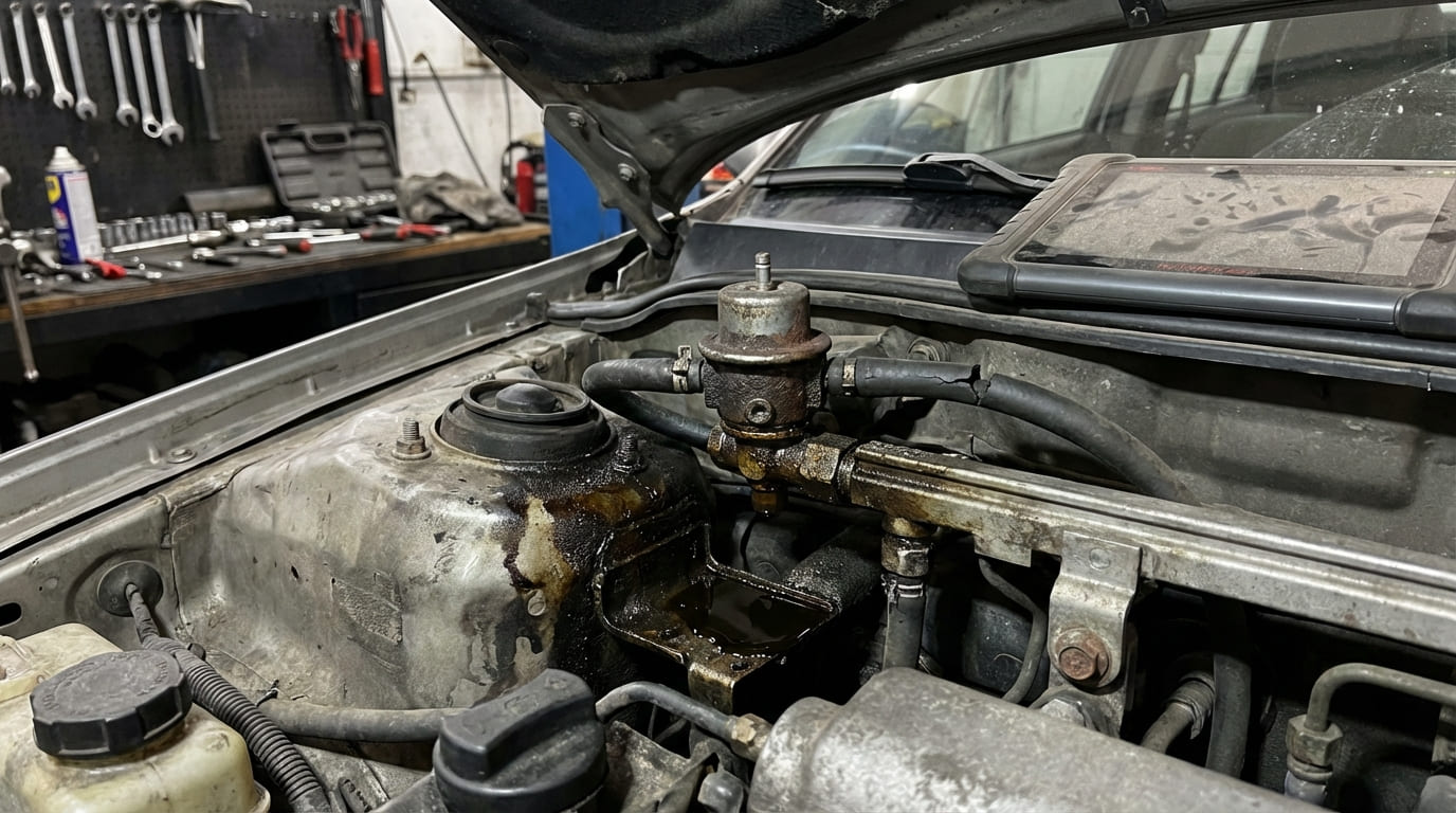 What are the symptoms of a faulty fuel pressure regulator?