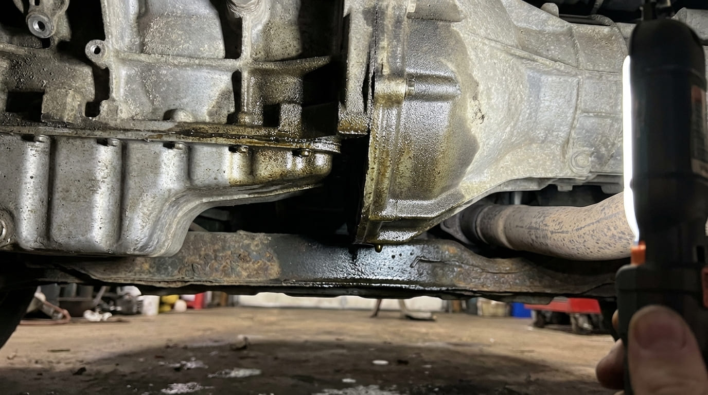 What are the symptoms of a rear main seal leak?