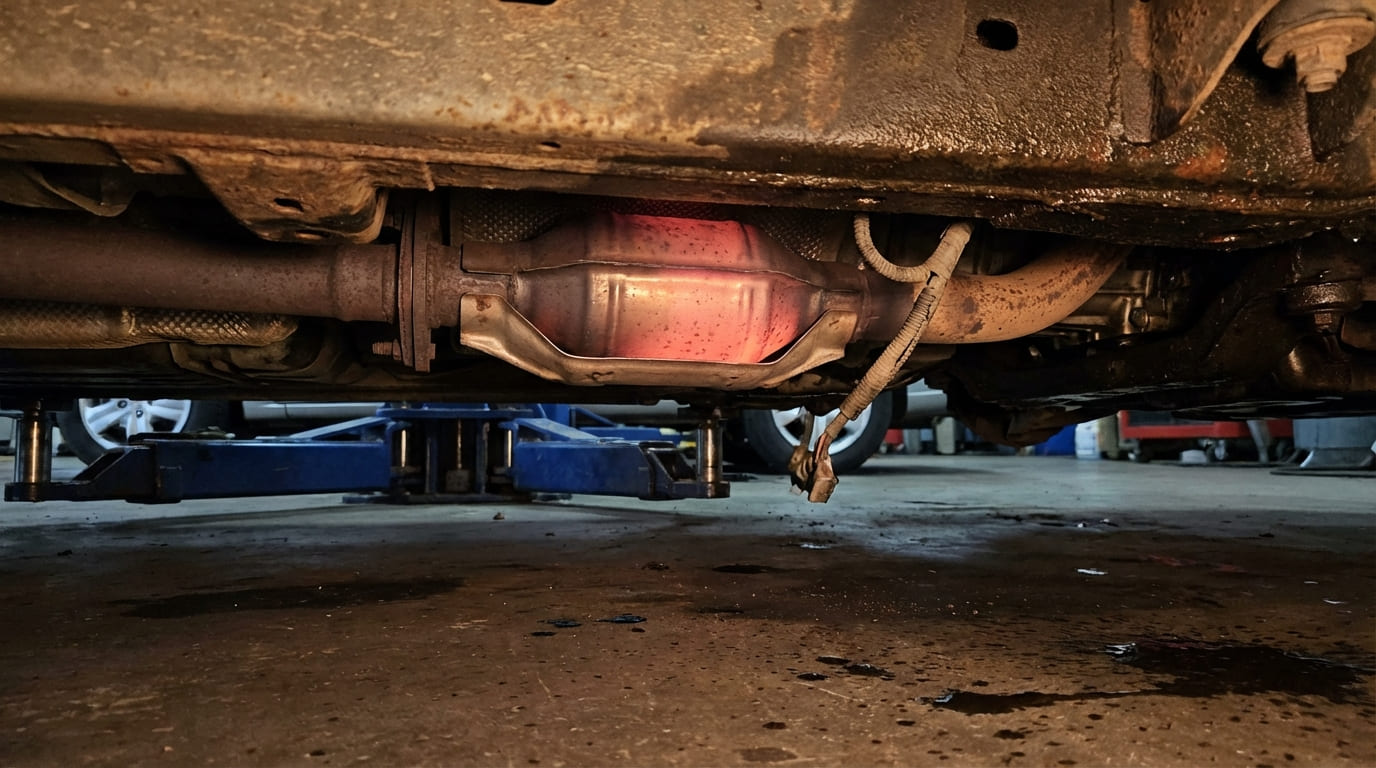 What causes a catalytic converter to melt or glow red?