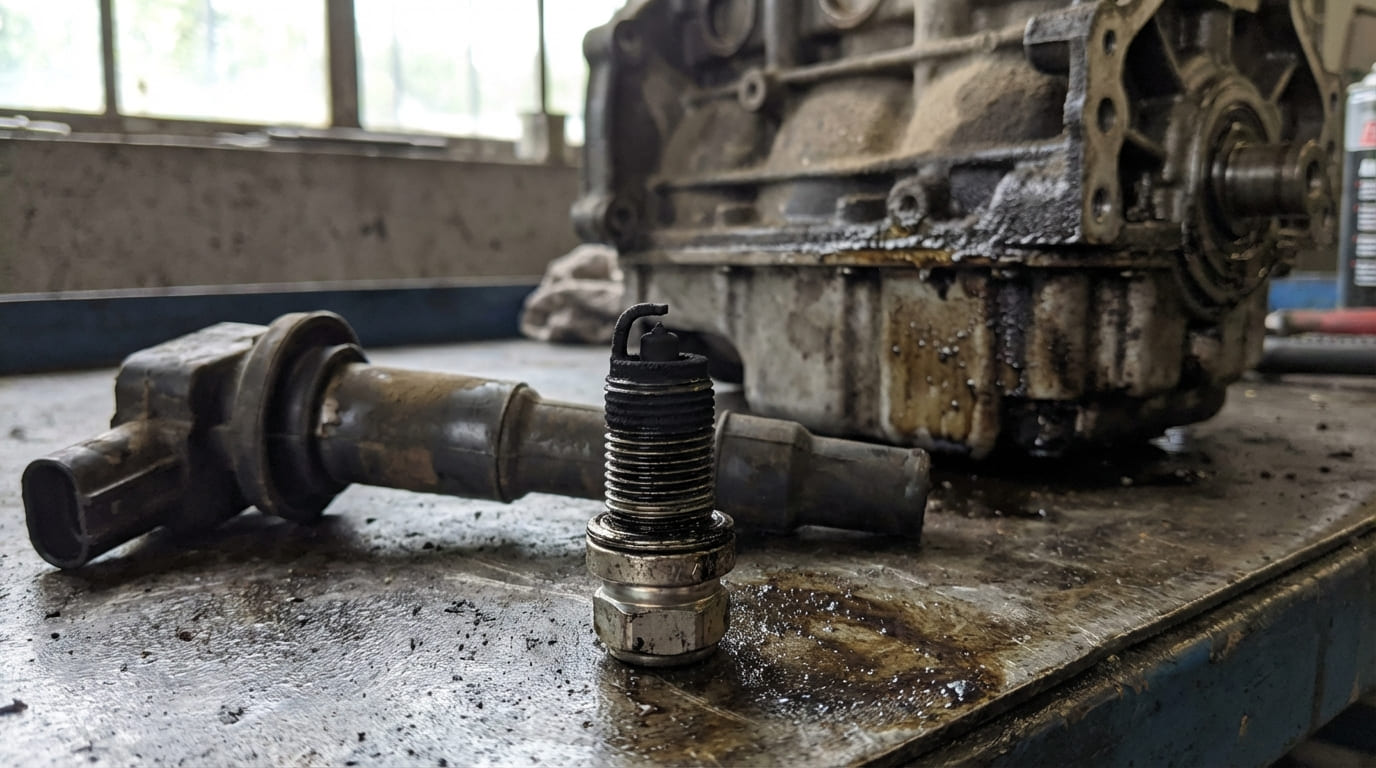 What causes spark plugs to become covered in soot?
