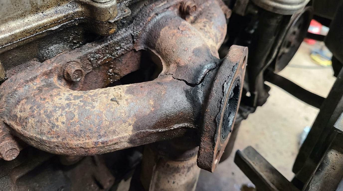 What causes whistling or hissing from the exhaust manifold?