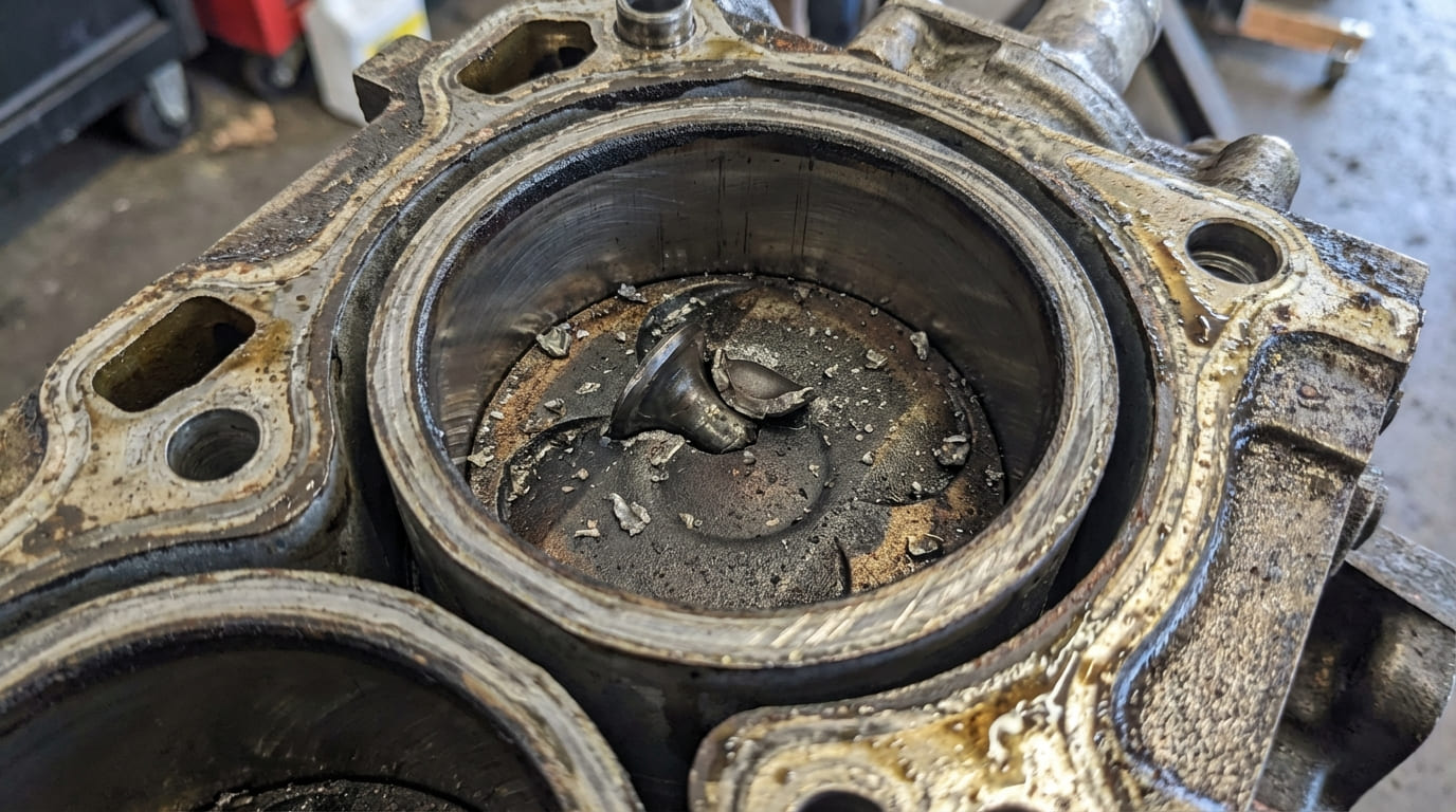 What happens if a valve drops into the cylinder?